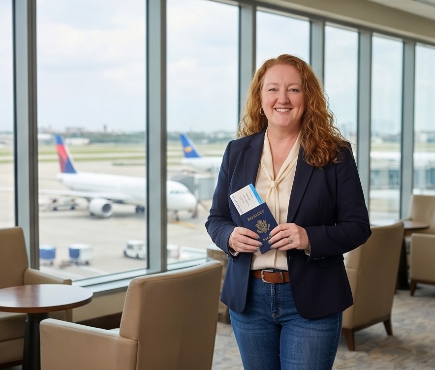 Tami enjoying a destination travel setting